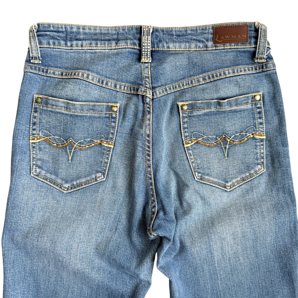 Lawman Y2K Western Bootcut Jeans Blue Rhinestone Embellished Women Size 7/8